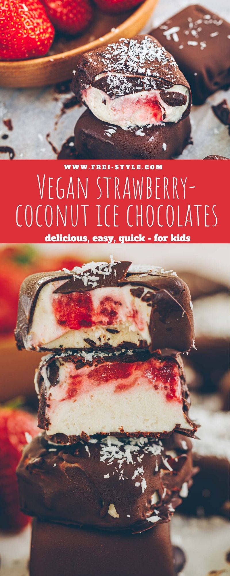 vegan strawberry-coconut ice chocolates