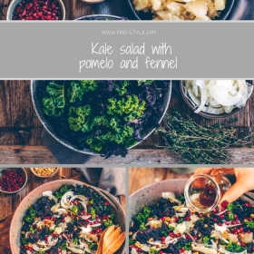 Kale salad with fennel and pomelo