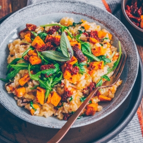 Süsskartoffel Risotto mit getrockneten Tomaten