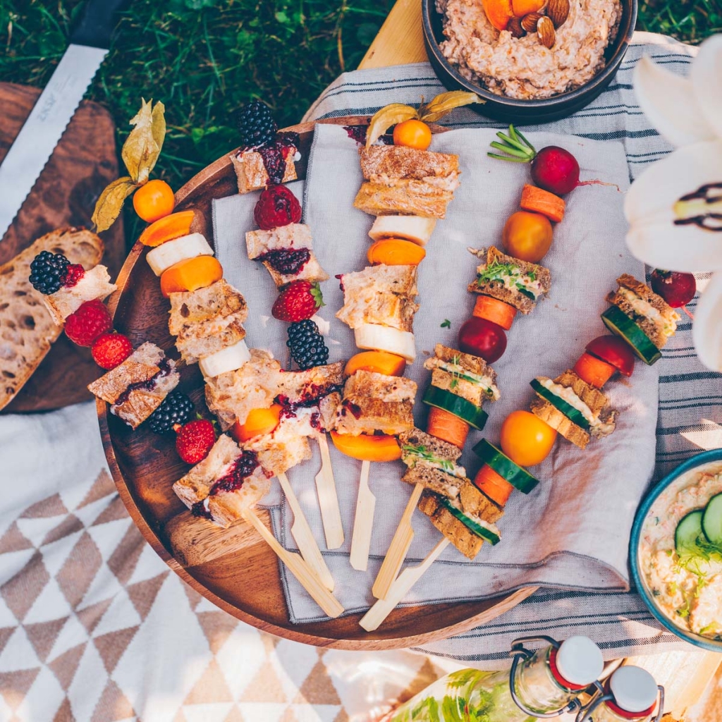 A picnic in the garden with 3 delicious spreads