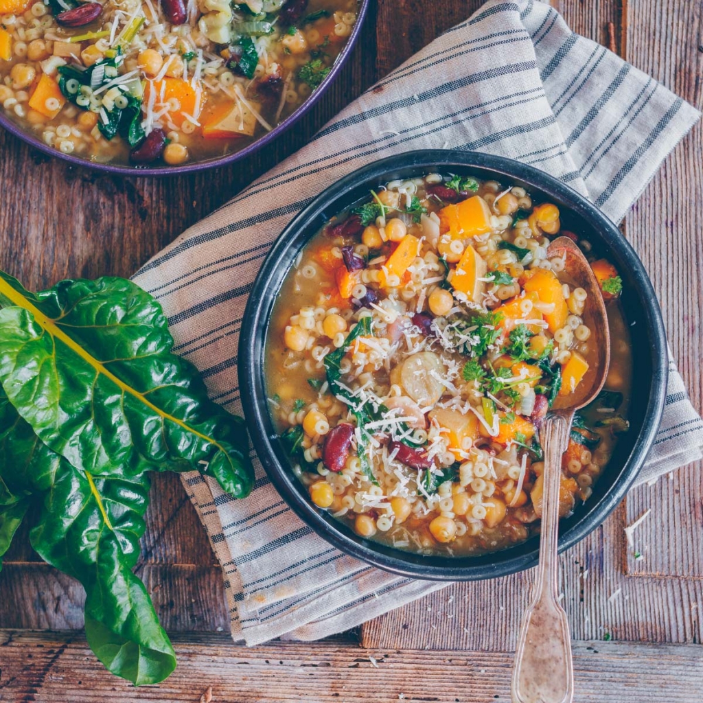 Autumn minestrone with pumpkin and chestnuts