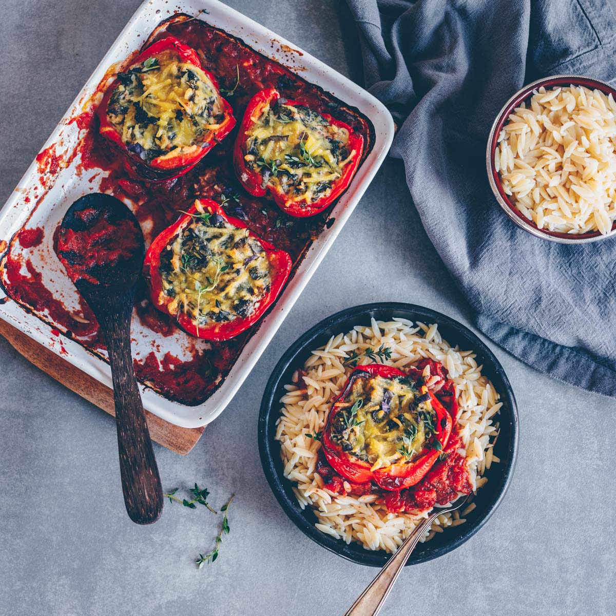 Gefüllte Paprika mit Spinat