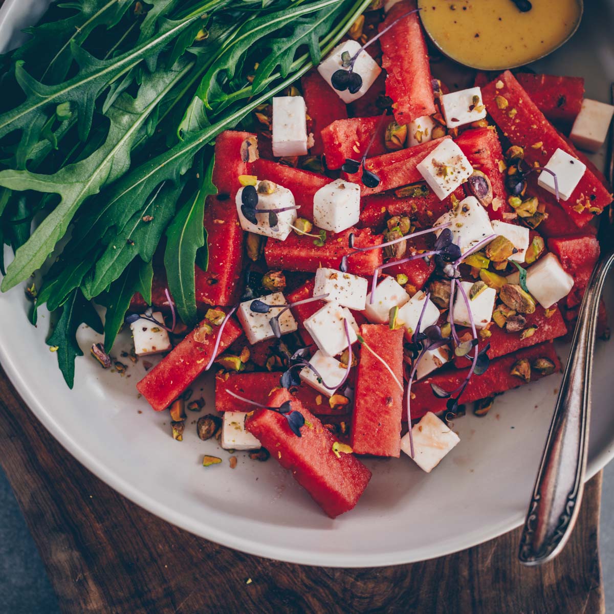 Veganer Wassermelone-Feta Salat
