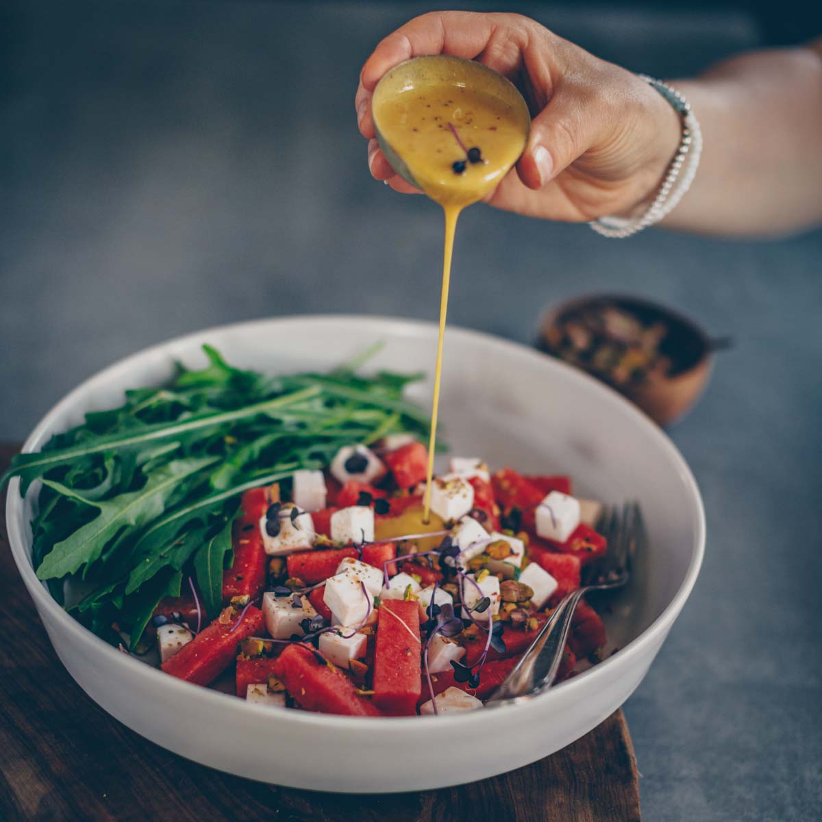 Veganer Wassermelone-Feta Salat