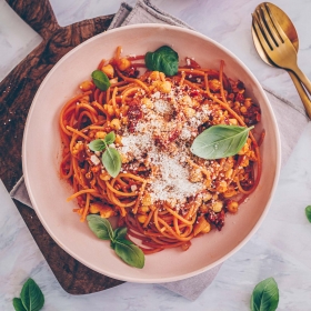 Protein Pasta mit Kichererbsen und Linsen