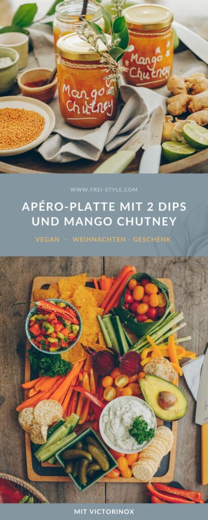 Apéro-Platte mit 2 Dips und Geschenk aus der Küche